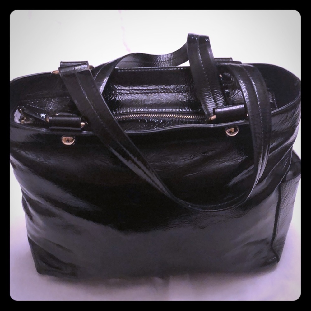 Genuine Bally patent leather black tote.